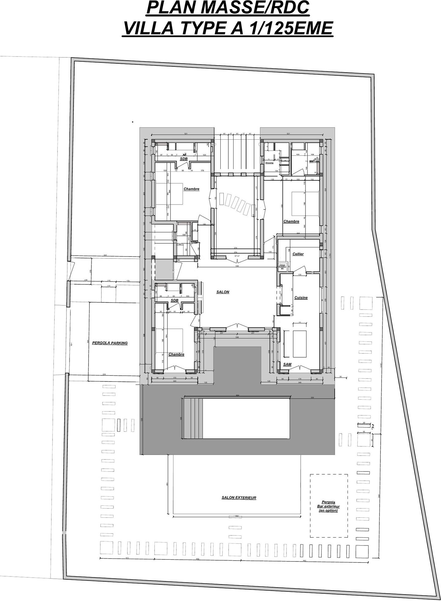Plan masse et rez-de-chaussée du lot 02