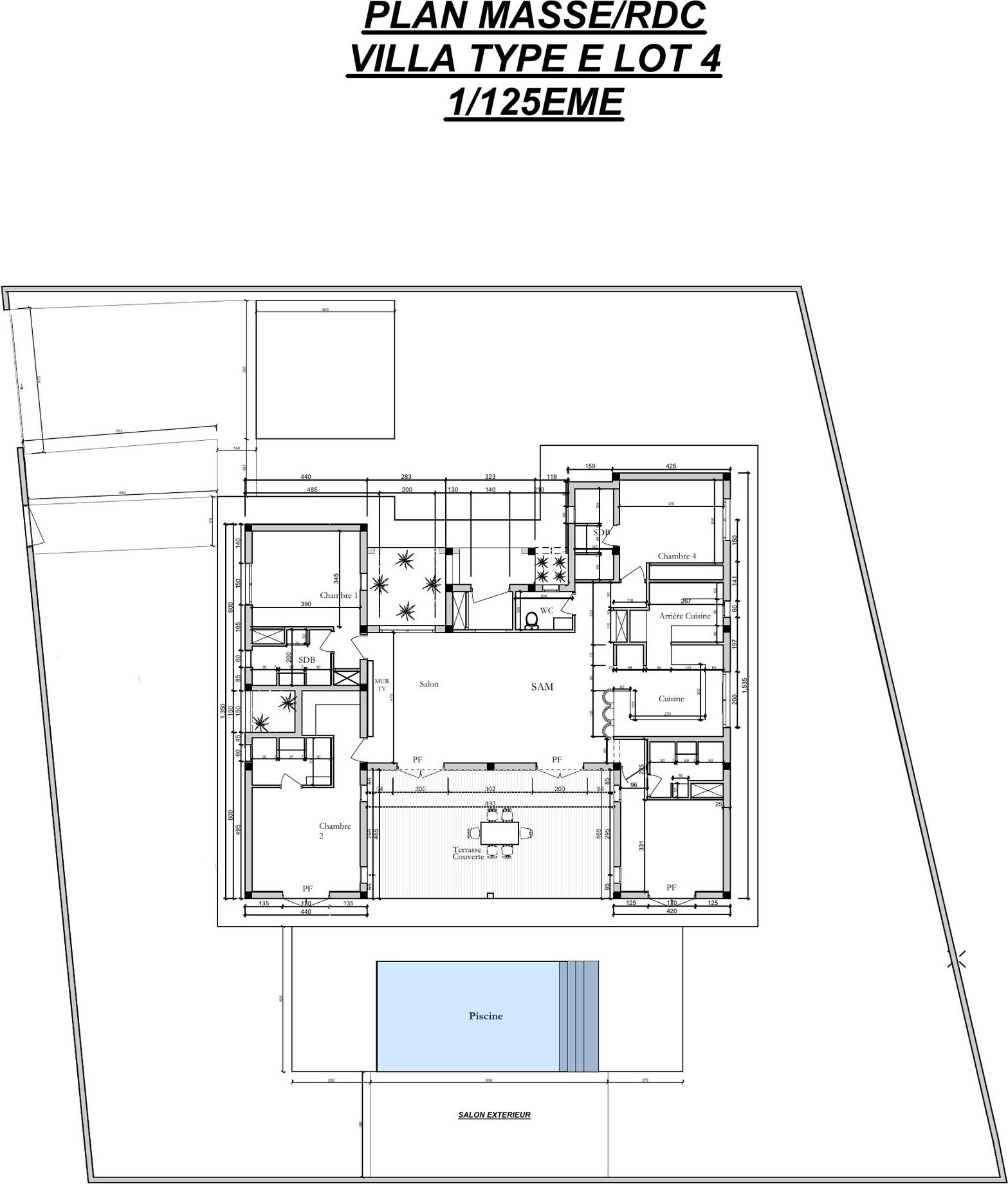 Plan masse et rez-de-chaussée du lot 04