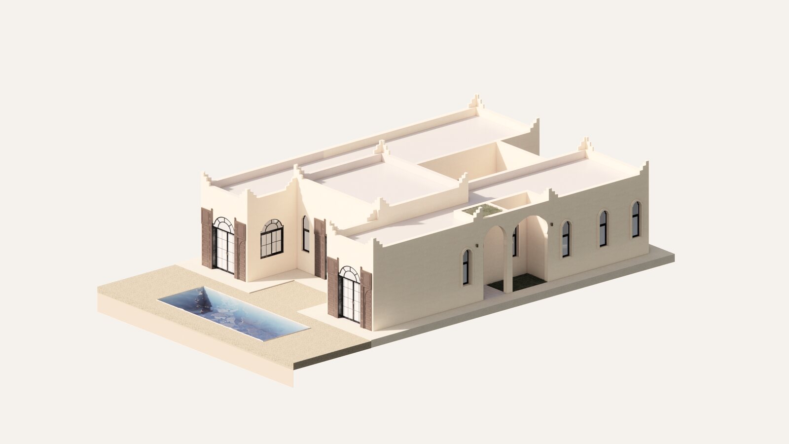 The villa on plot 06, model A, on its land