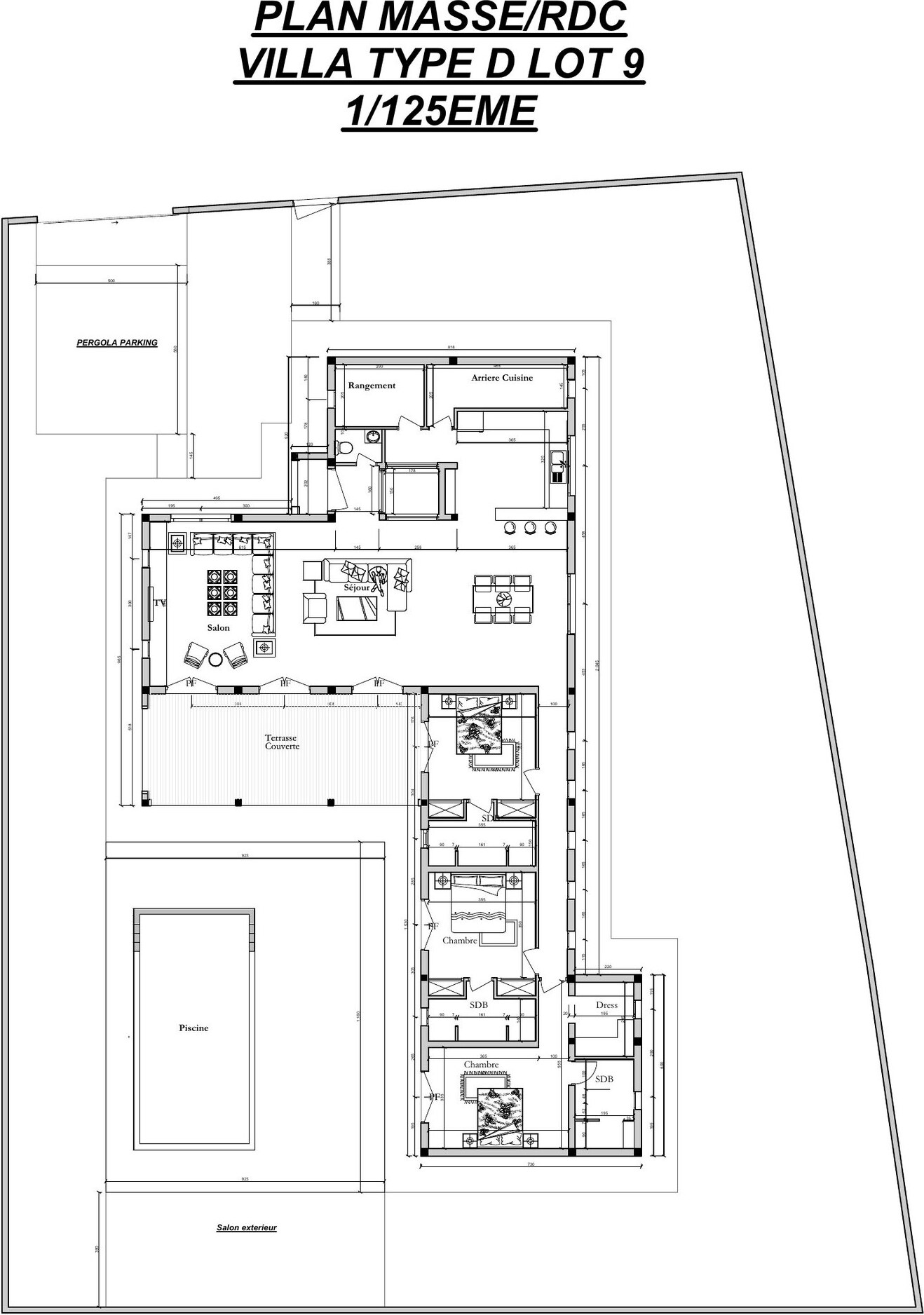Plan masse et rez-de-chaussée du lot 09