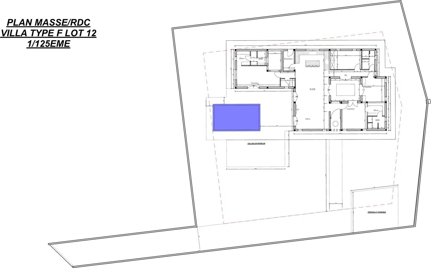 Plan masse et rez-de-chaussée du lot 12