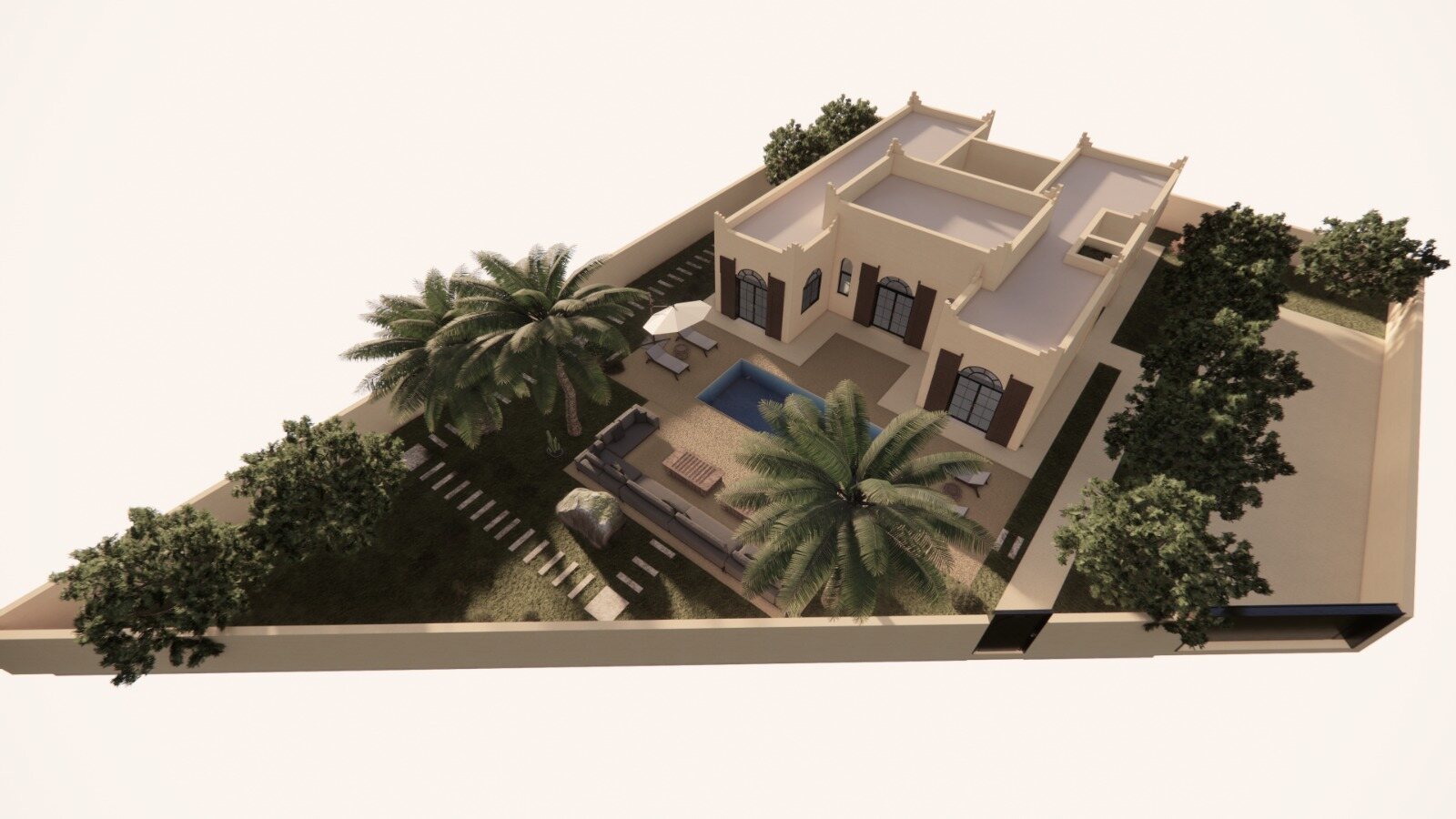 The villa on plot 13, model A, on its land