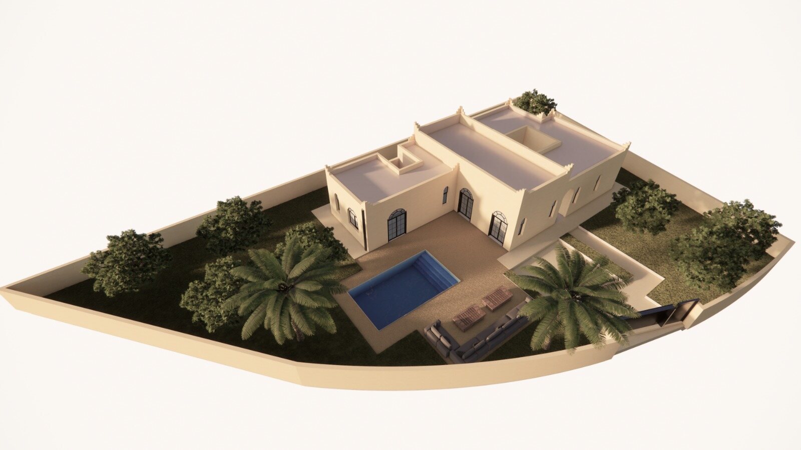 The villa on plot 14, model F, on its land