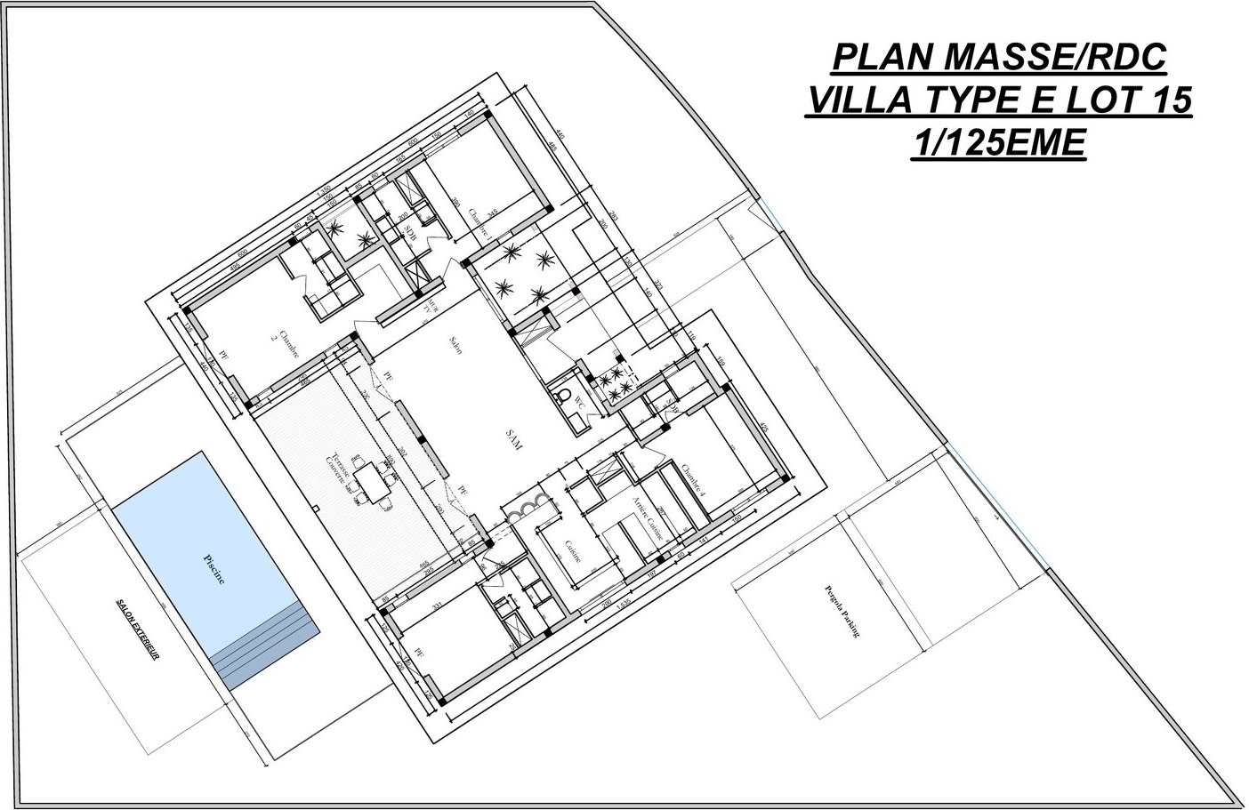 Plan masse et rez-de-chaussée du lot 15