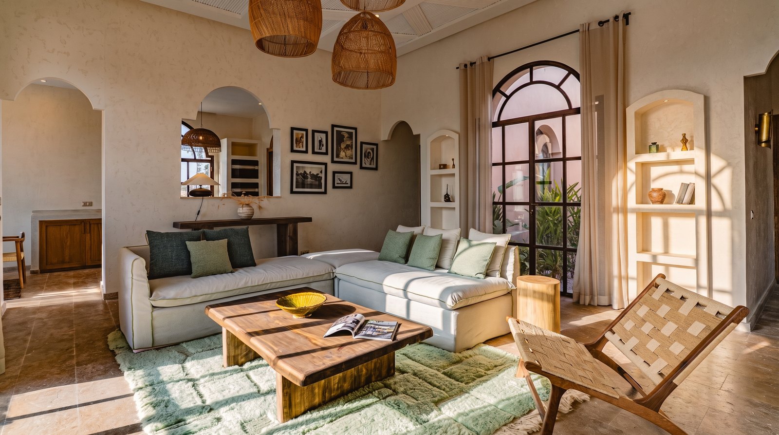 The living room of a single-storey villa